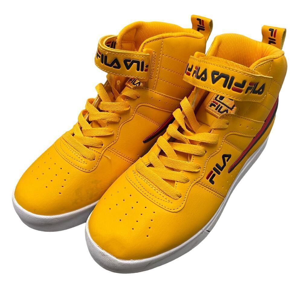 FILA Vulc 13 Repeat Logo Yellow Mid Plus Men's High Top Sneakers Size 7.5